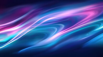 Fototapeta premium Abstract energy waves, flowing light streams, cosmic art, neon blue and purple colors, glowing ethereal ribbons, dark space background, digital art, vibrant luminescence, futuristic design, smooth cur