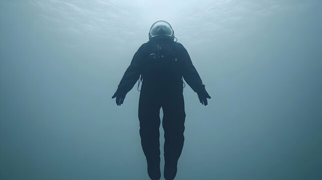 Submerged Astronaut 3D Illustration