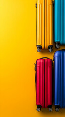 Colorful Suitcases Yellow Background Illustration