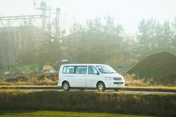 Fototapeta premium Empty highway with passenger coach