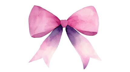 Spooky Pink Watercolor Ornate Bow for Halloween Isolated on White Background