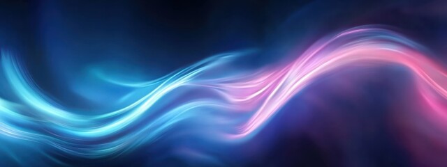 Abstract energy waves, flowing light streams, cosmic art, neon blue and purple colors, glowing ethereal ribbons, dark space background, digital art, vibrant luminescence, futuristic design, smooth cur