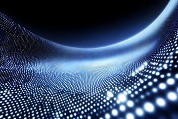 Abstract 3D Blue Light Dots Background