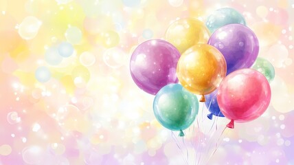 Colorful Balloons Floating in a Dreamy Background
