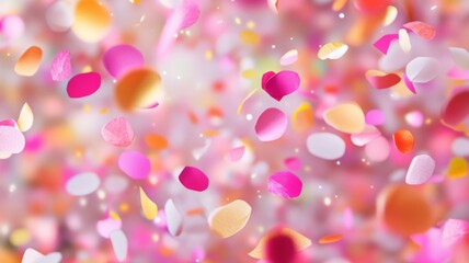 Soft Confetti Falling on Radiant Background