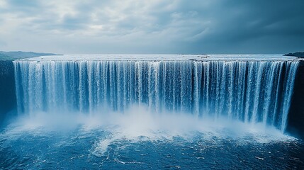 Fototapeta premium Majestic waterfall cascading into a serene pool.