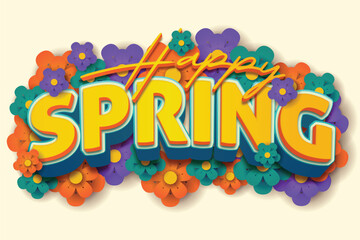 Happy spring editable text effect template