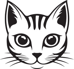 A Cat head minimalist, vector illustration, cat logo on white background