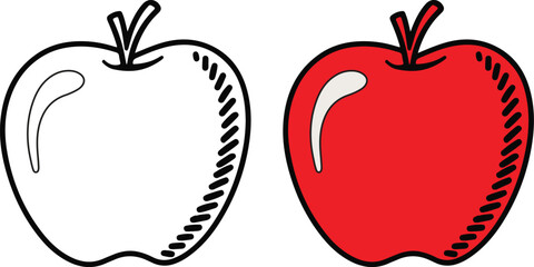 Apple Coloring book for kids, apple vector Design