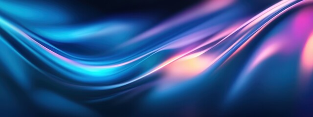 Abstract energy waves, flowing light streams, cosmic art, neon blue and purple colors, glowing ethereal ribbons, dark space background, digital art, vibrant luminescence, futuristic design, smooth cur