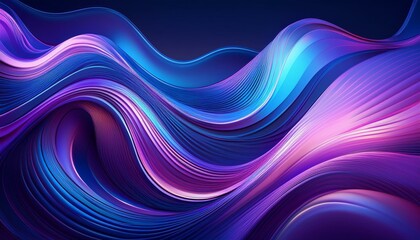 Fototapeta premium Blue and purple liquid abstract wavy shapes with glowing retro aesthetics, forming a sleek and dynamic futuristic banner design