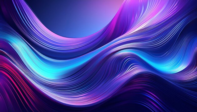 Blue and purple liquid abstract wavy shapes with glowing retro aesthetics, forming a sleek and dynamic futuristic banner design