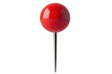 A red pushpin with a round head and a sharp point, can be used as apng for various projects