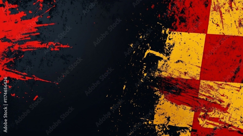 Aufkleber abstract grunge background with red and yellow checkered flag design.