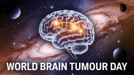 World Brain Tumour Day Wallpaper Background, Featuring Purple Ribbon Symbolism and Awareness Campaign Elements to Promote Brain Tumour Research, Support, and Solidarity with Patients and Survivors