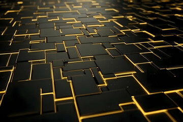 Obraz premium Golden Grid 3D Abstract Background