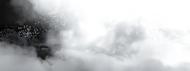 Abstract landscape, minimalist, monochromatic, misty mountains, ink wash, horizon line, ethereal, atmospheric, soft edges, black and white, tranquil, zen-like, subtle gradients, negative space, dreamy