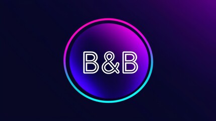 Neon Dreams: B&B Logo in vibrant neon circle on a dark gradient background. A captivating and modern design perfect for branding, social media, and digital marketing.  