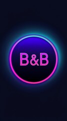 Neon Nights: A vibrant B&B logo glows in the darkness, with neon lights creating a captivating halo. This abstract, graphic design is perfect for representing a modern, stylish, and trendy business.