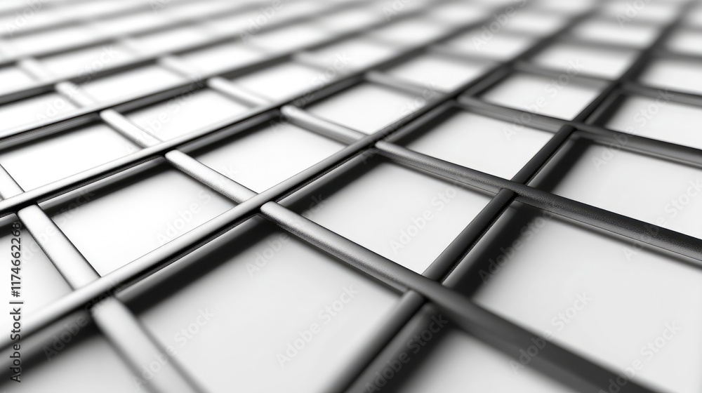 Poster black and white grate design with grid pattern on white background