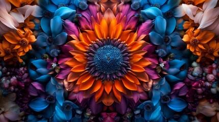 Vibrant Floral Mandala: A Symphony of Colors and Textures