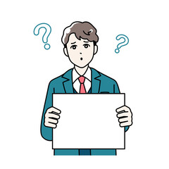 フリップを手に持つ学生服を着た男子学生のイラスト