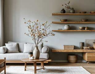 Serene Living Room: Modern Minimalist Interior Design 