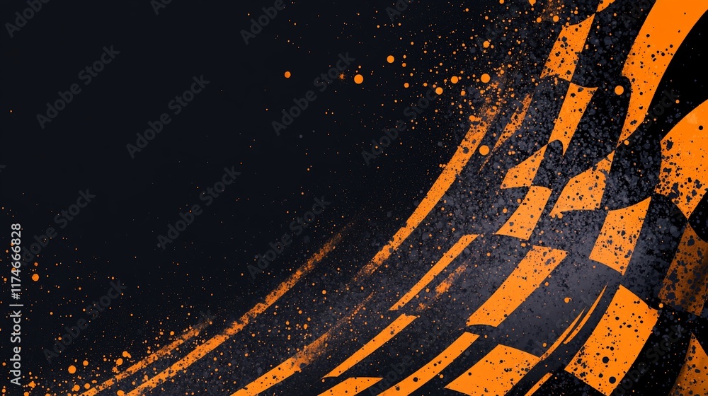 Aufkleber Abstract checkered flag design with dynamic motion blur and splatters.
