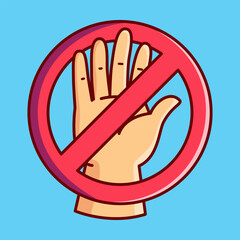 Do Not Touch with Forbidden Sign Vector Illustration Icon. Flat Cartoon Style