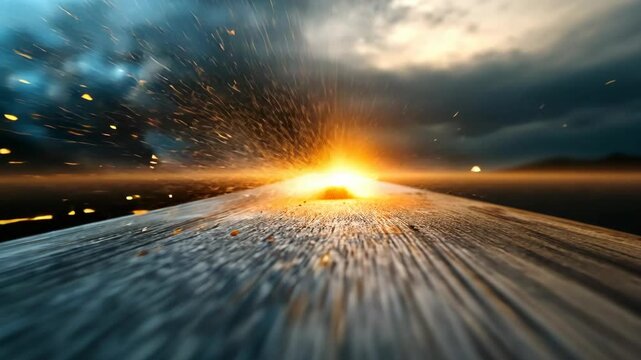 abstract background fire spark light glowing on rocky road