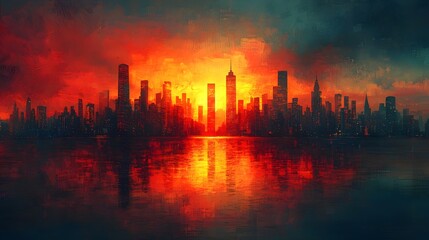 Fototapeta premium Towering Skyline Symbolizing Urban Progress and Development