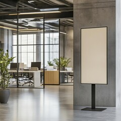 Blank Sign in Modern Office Lobby