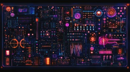 Fototapeta premium Futuristic Abstract Technology Background with Neon Elements