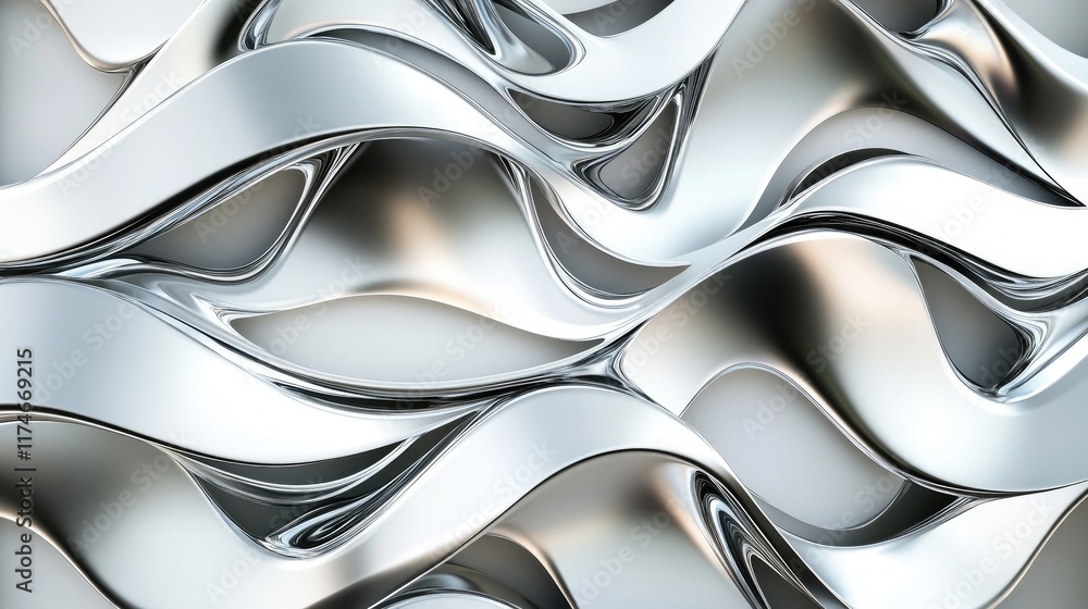 Poster abstract silver waves textures in flowing fluid patterns