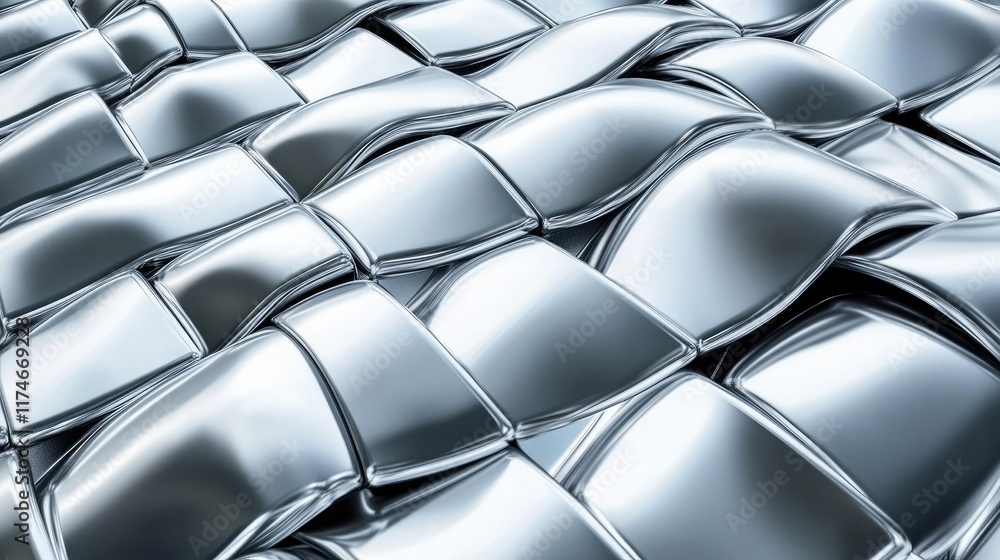 Poster shiny metallic texture with wavy patterns and reflections