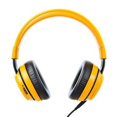 yellow pc headphones with microphone on white background