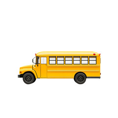 yellow school bus side view white background
