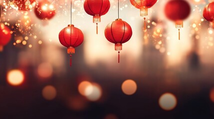New Year Lantern Background and Traditional Chinese Festival Celebration Concept Map, 2025, 2026, 2027