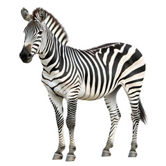 Fototapeta premium zebra left view A full body shot Look forward white background
