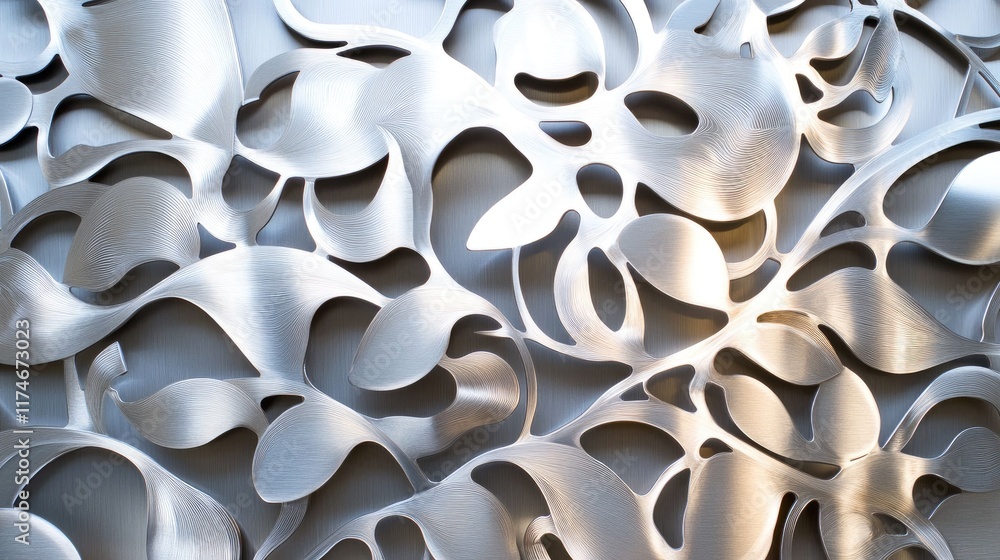 Poster abstract metal surface with flowing shapes and patterns