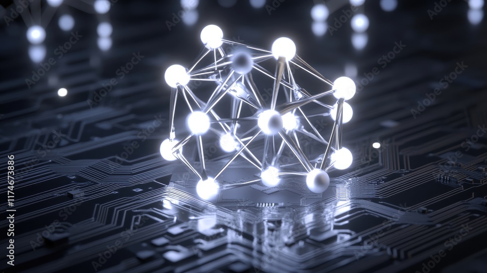 Poster abstract concept of network connections on circuit board surface