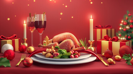 Fototapeta premium Christmas 3D Vector Icon Set: Glass Snow Globe, Decorative Ball, Socks, and More