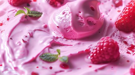 Creamy pink dessert with berries, showcasing a luscious and vibrant treat for food lovers.