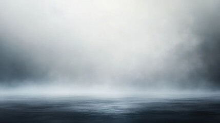 Misty Seascape with Soft Light and Calm Water Reflection