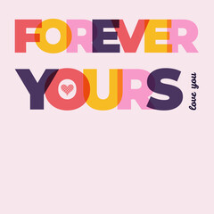 Happy Valentines Day poster with heart and contemporary typography. Modern simple abstract background. Flat design of advertising templates, banner, cover, label, flyer, social media