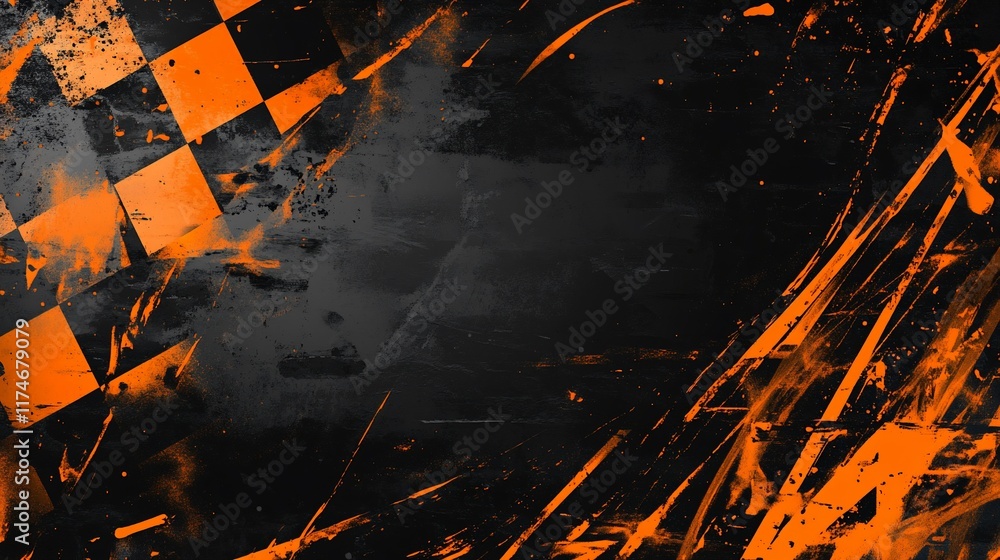 Poster grunge checkered flag background with distressed texture. (6)