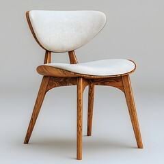 Elegant Scandinavian Dining Chair with Light Wood and White Cushion Minimalist Furniture Design