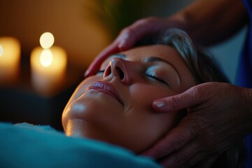 Naklejka premium Relaxing Facial Massage: Tranquility and Rejuvenation