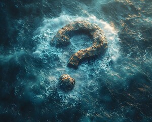 Cresting Ocean Waves Forming a Symbolic Question Mark Concept