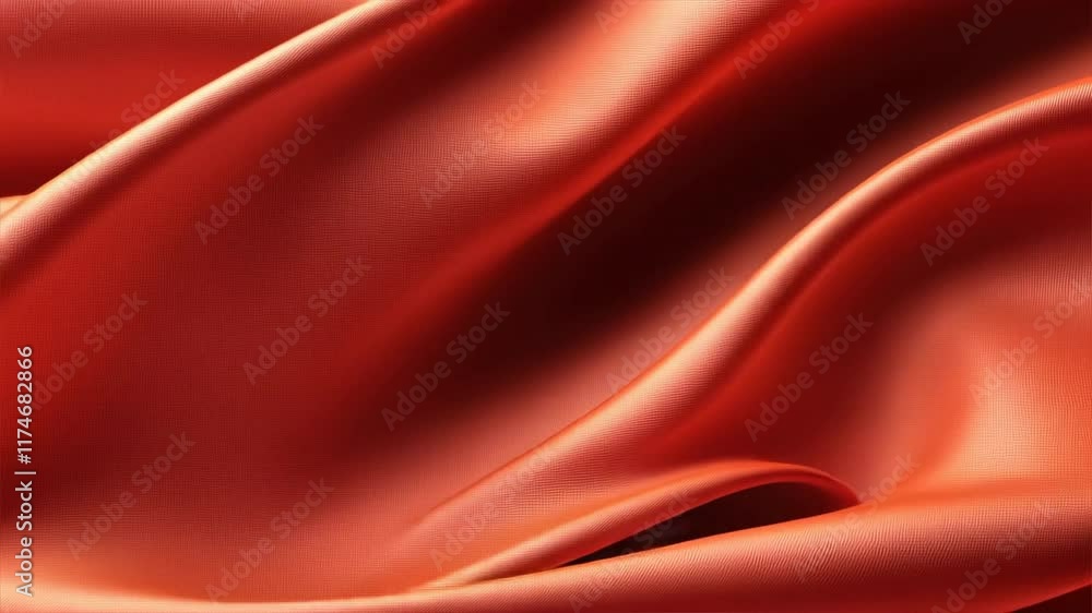Poster luxurious red silk fabric with smooth texture and elegant folds, creating vibrant and rich textile p
